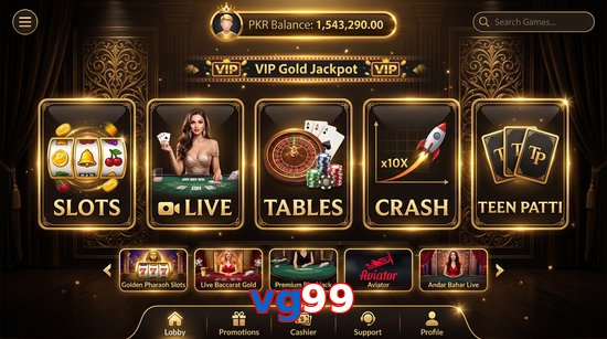 Main screen of Vg99 casino page for PK players