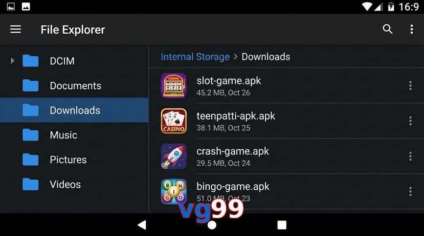 Main screen of Vg99 gameapk page for PK players